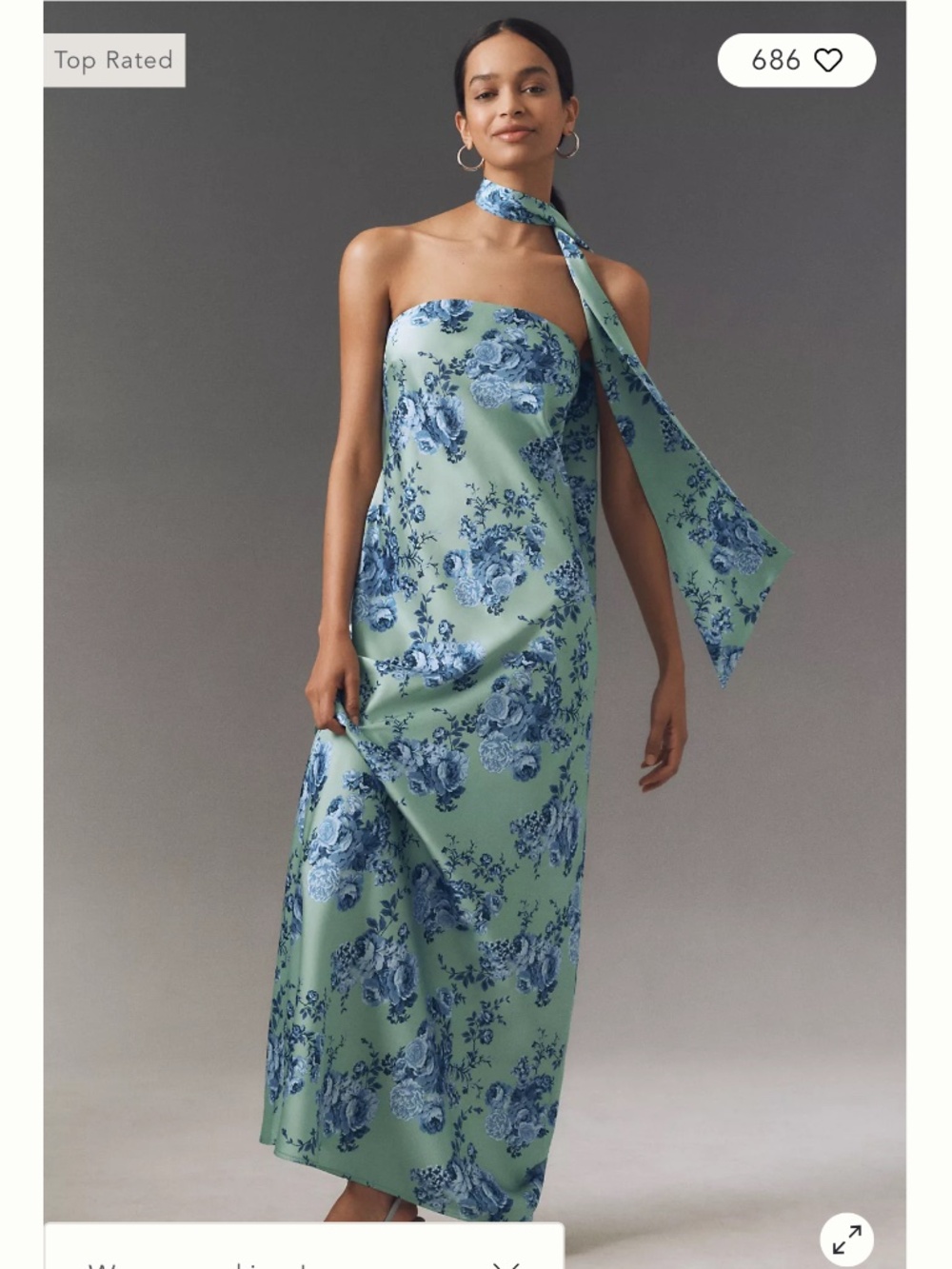 BHLDN dress with neck scarf